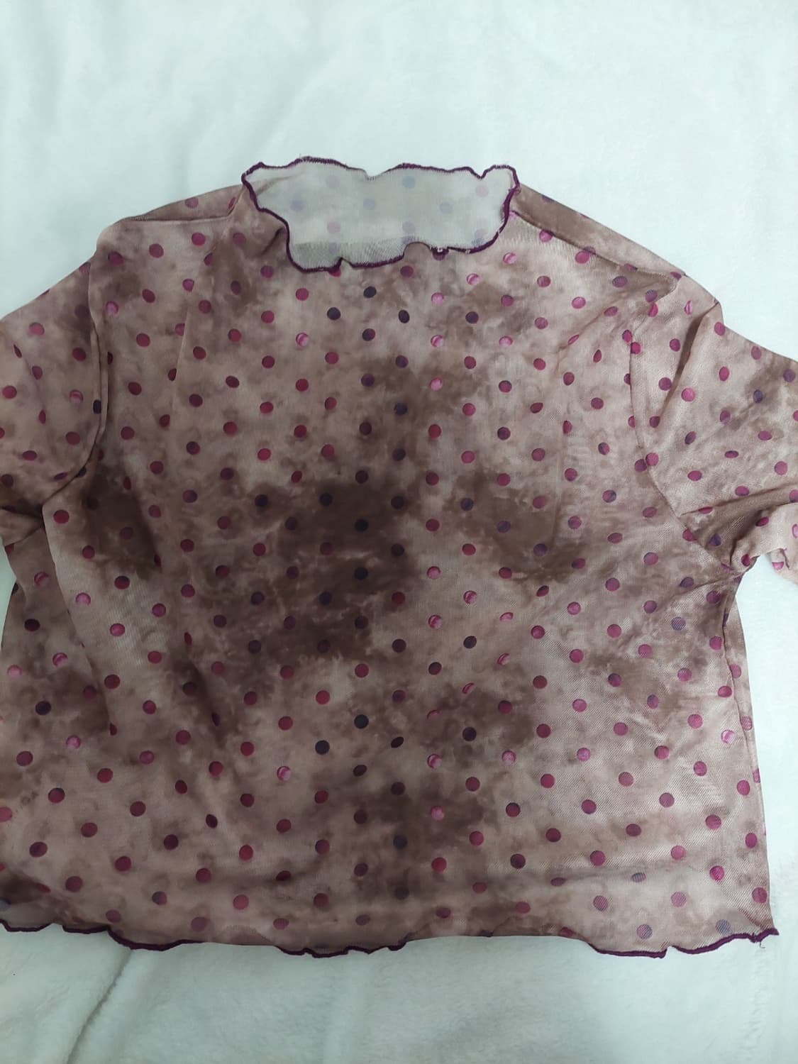 시스루 핑크 도트 롱슬리브 상품이미지3