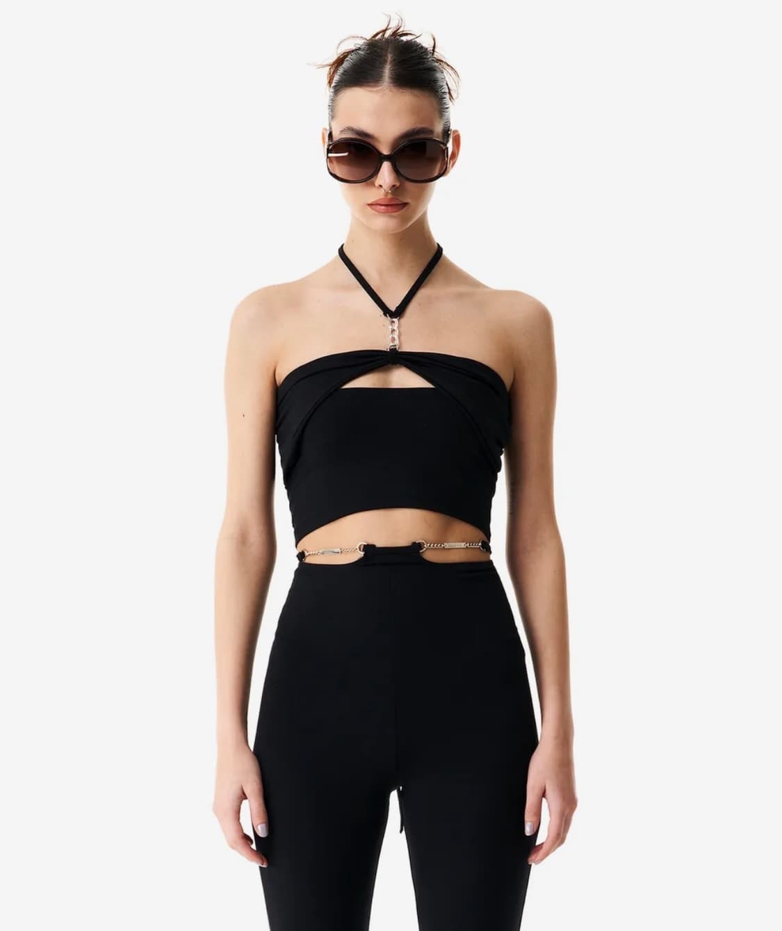 배디 Chain HalterNeck Tank Top Black 상품이미지1