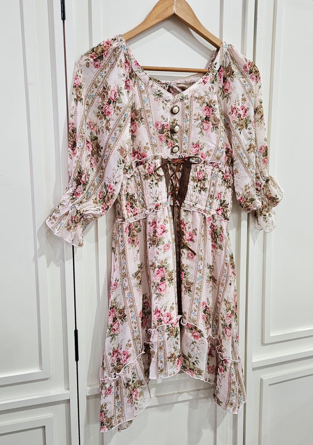 빈티지 플라워 핑크 원피스 상품이미지2