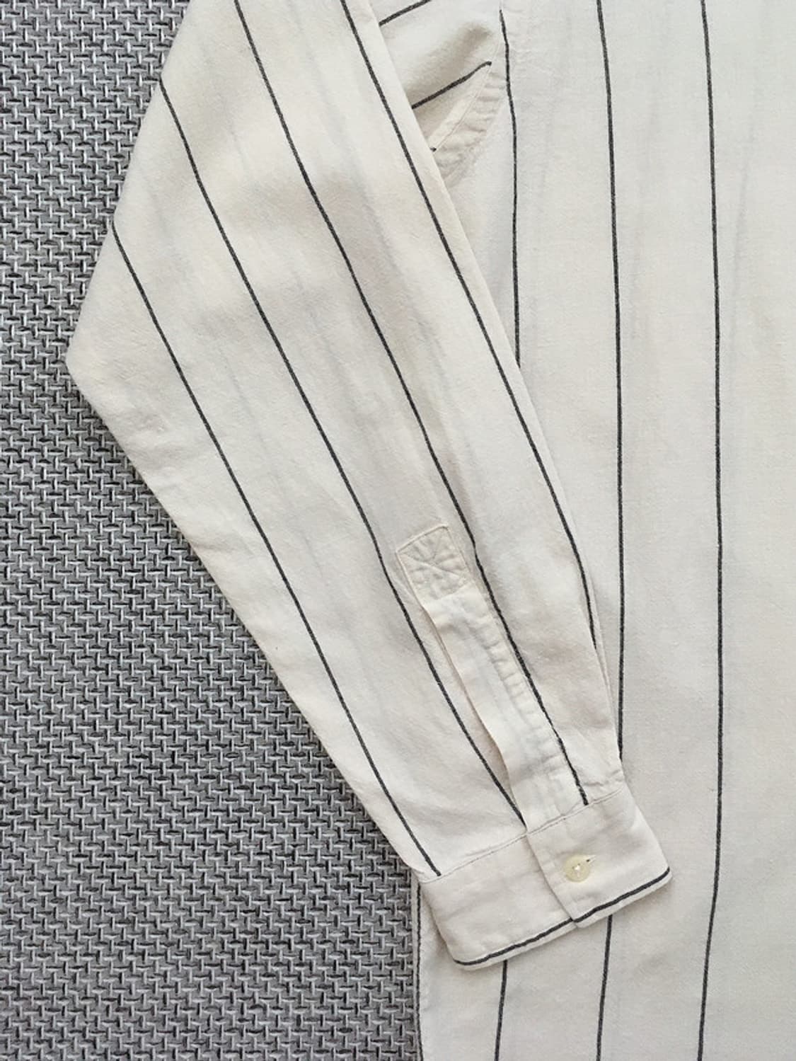 90s linen blended stripe B.U shirts 상품이미지5