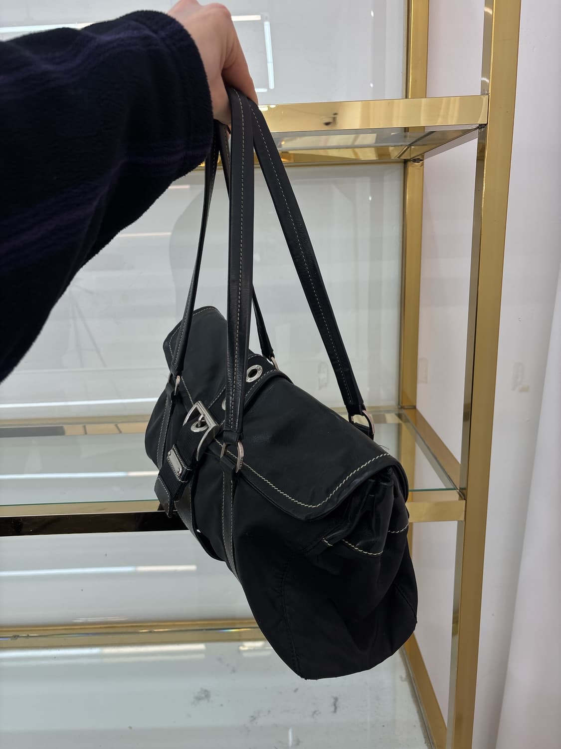 프라다 버클 스티치 테수토 포코노 레더 상품이미지3