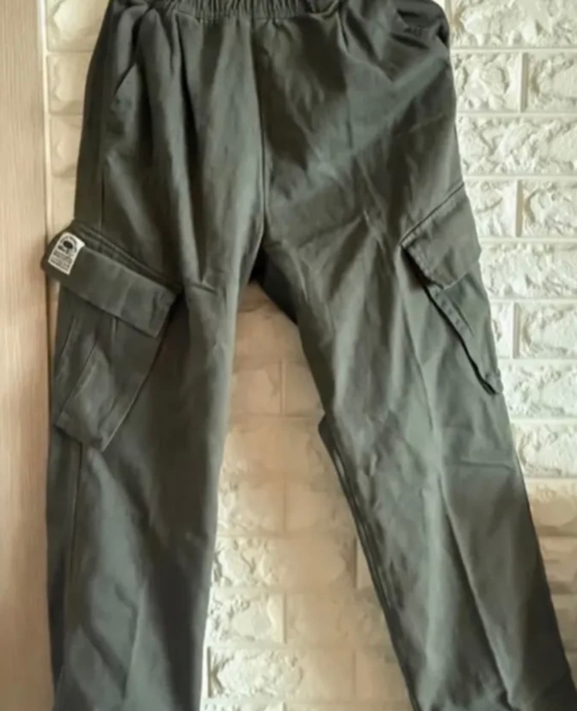 어반디타입 코튼 와이드 카고 팬츠_카키 상품이미지1