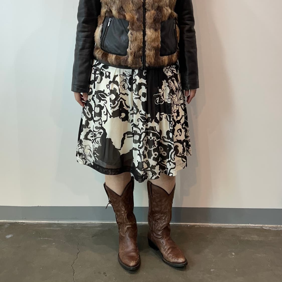  브라운 오리엔탈 미디 스커트 상품이미지5