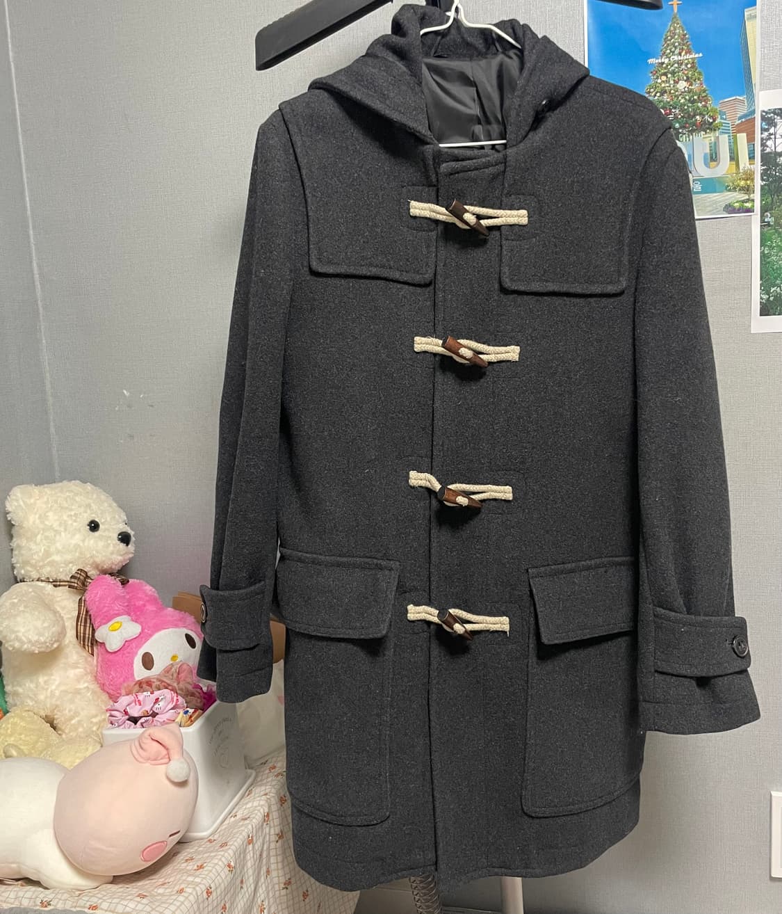 빈티지 떡볶이코트 차콜코트 찐회색코트 블랙코트 롱코트 후드코트 상품이미지1