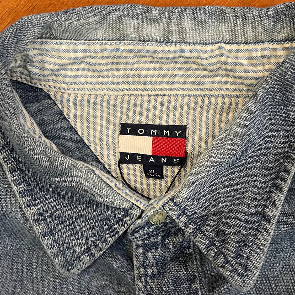 (XL) 90s Tommy 올드 타미 데님 셔츠 상품이미지6