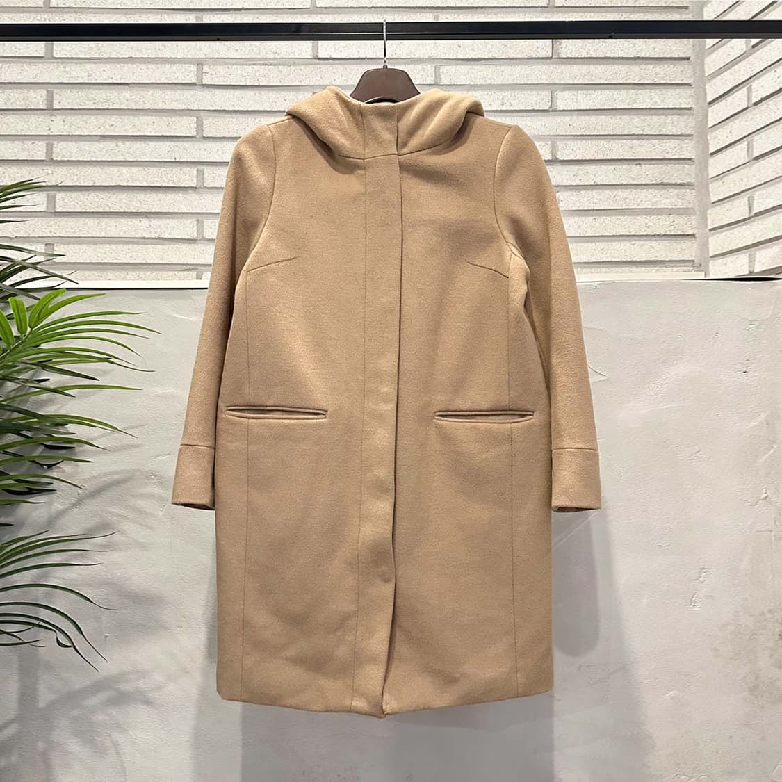 JPN VINTAGE 후드 코트 히든 클로저 투포켓 하이넥 디테일 베이지 상품이미지1