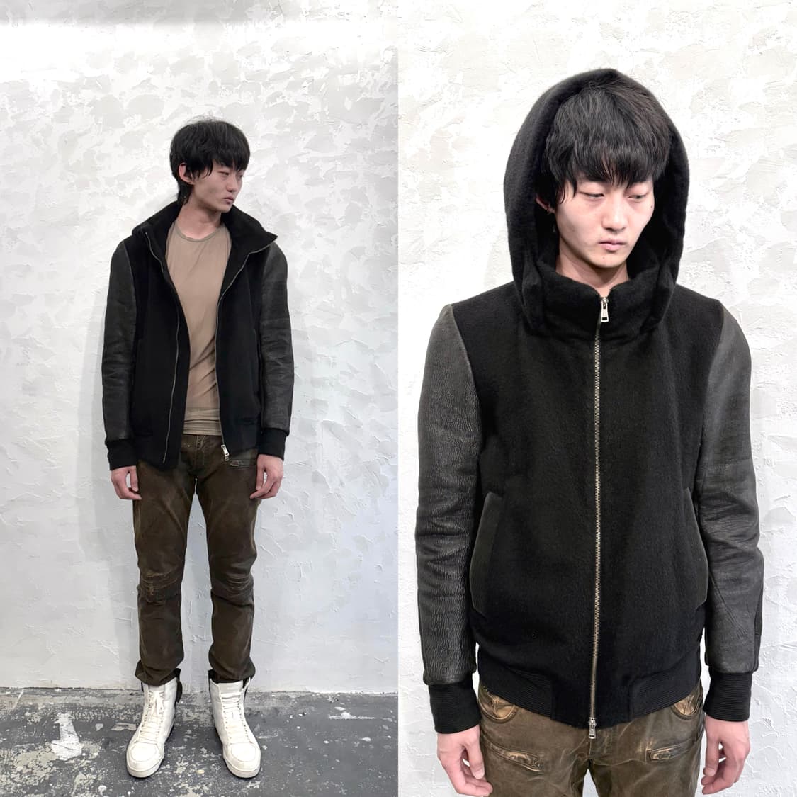 DBSS 15AW “feather to snow” 레더슬리브 봄버 상품이미지1
