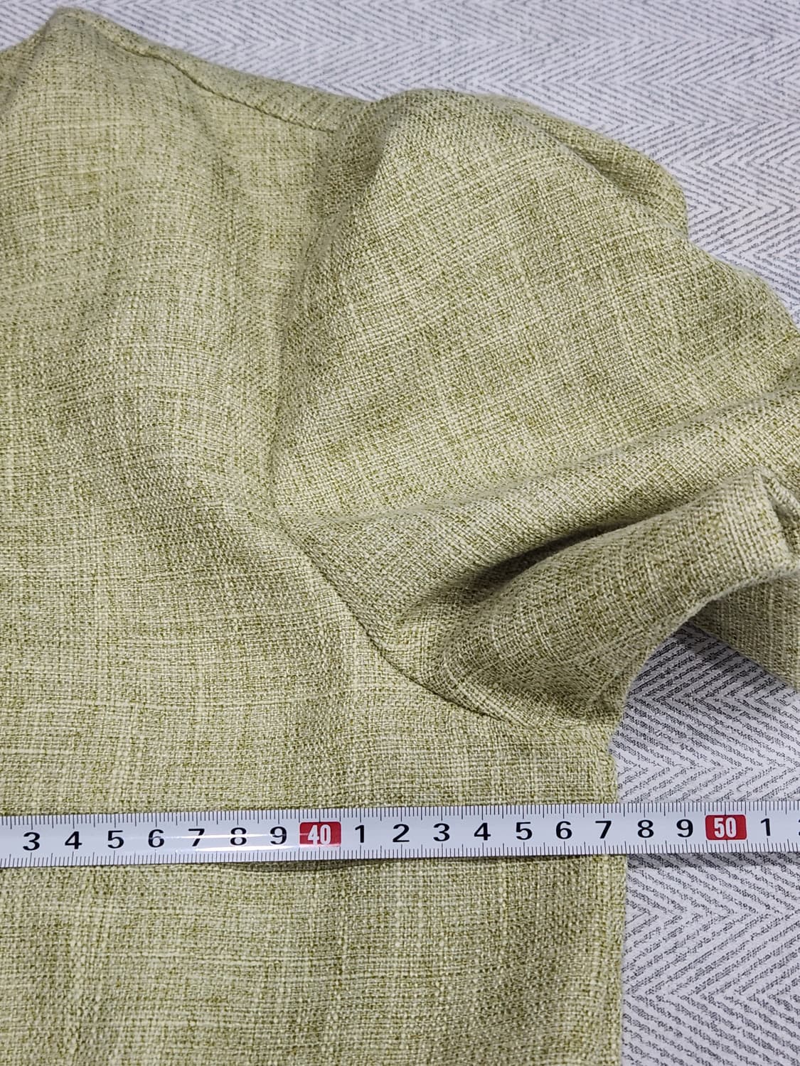 [F] 트위드 퍼프소매 반팔 여름 자켓 연그린 상품이미지7