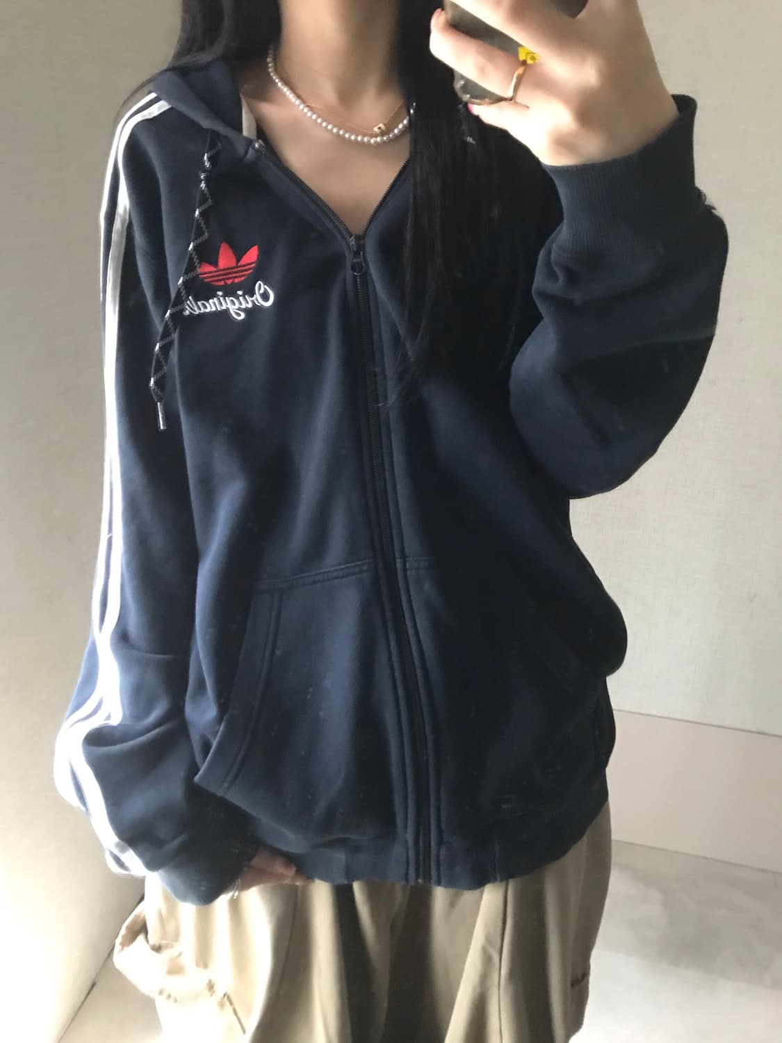 아디다스 블랙 삼선 후드집업 상품이미지3