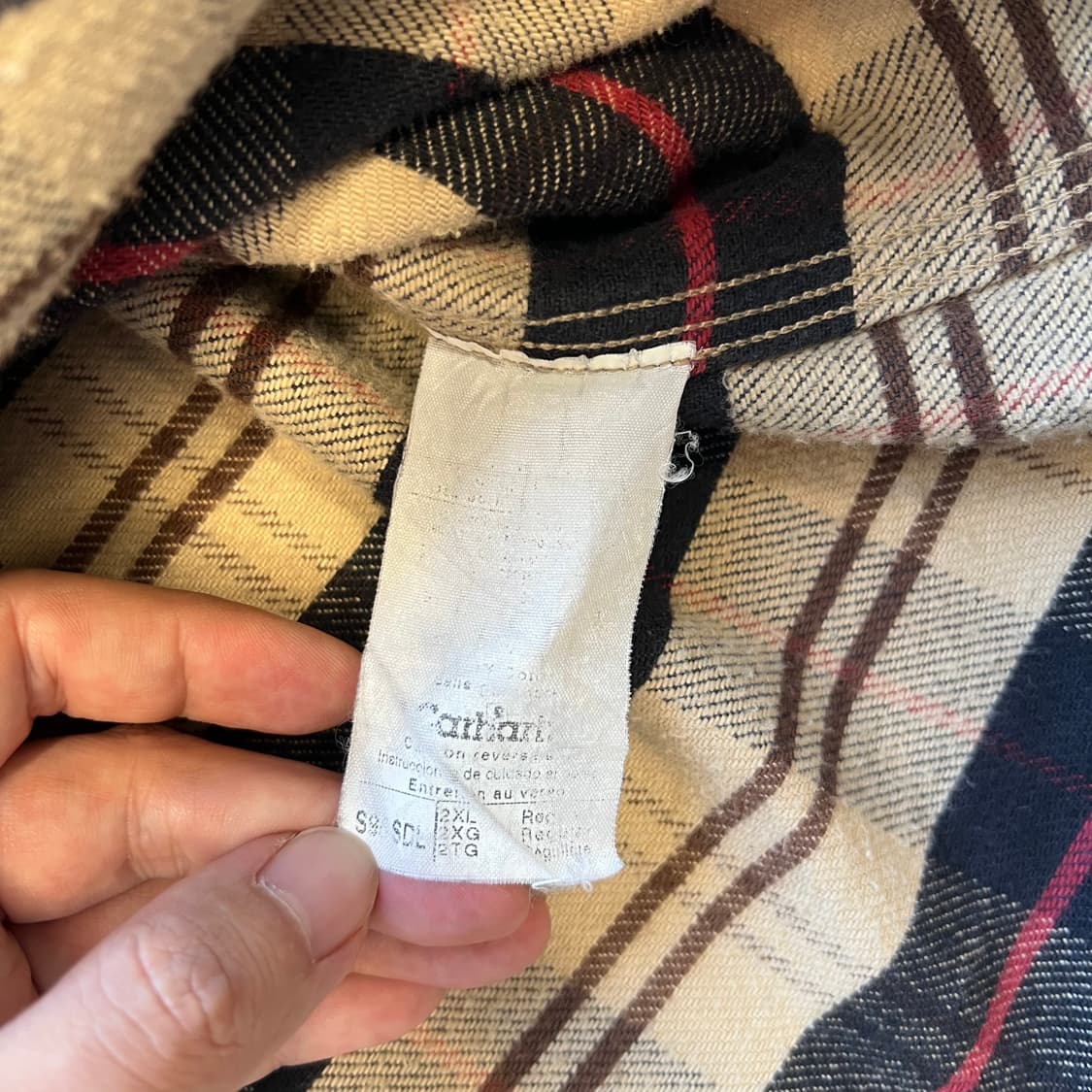 [2XL]00s 칼하트 오리지널 워크 헤비코튼 플란넬 체크 긴팔 셔츠 상품이미지5