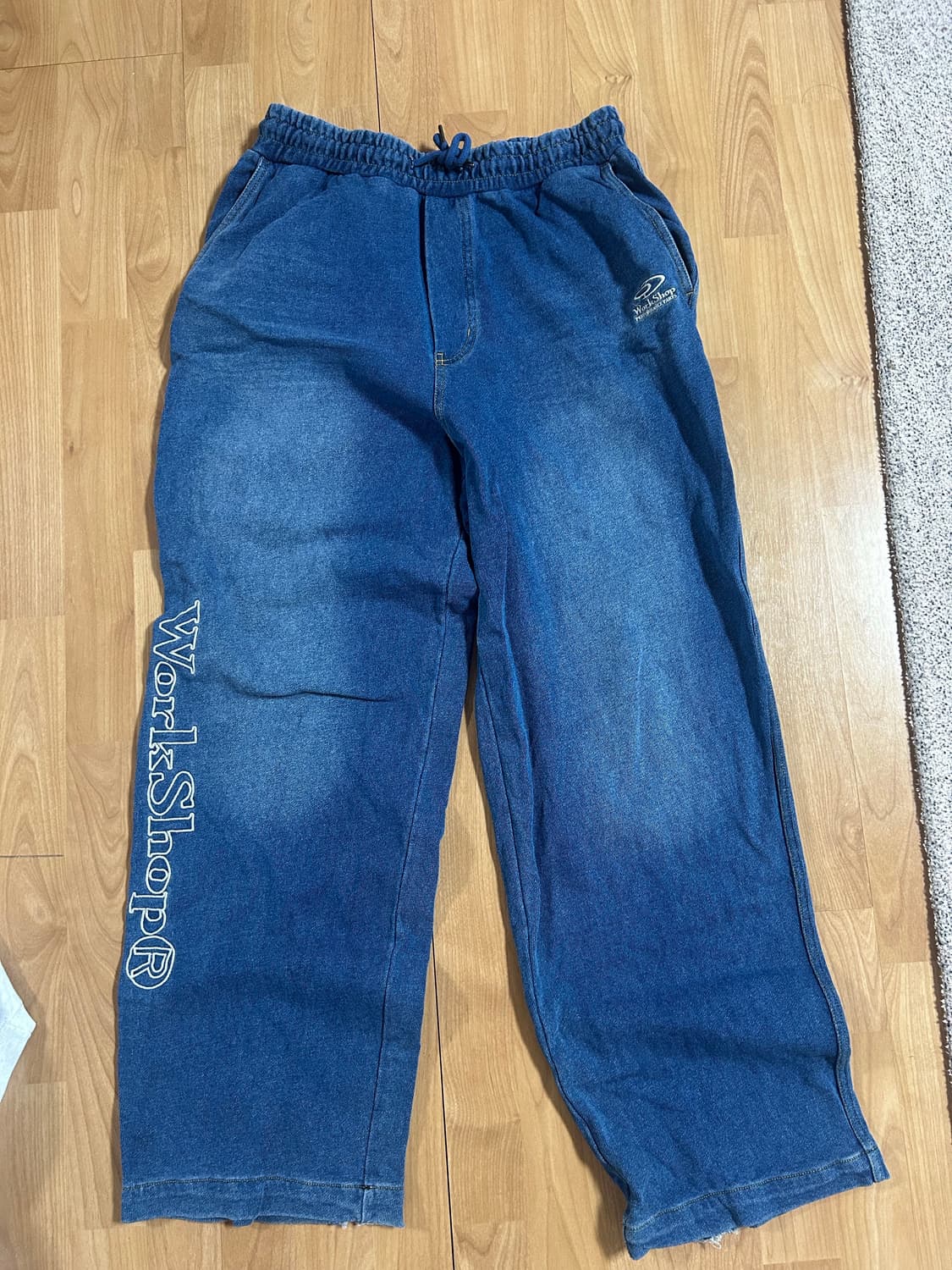 트래블 - 엠브로이더리 데님 워싱 테리 팬츠 인디고 상품이미지3