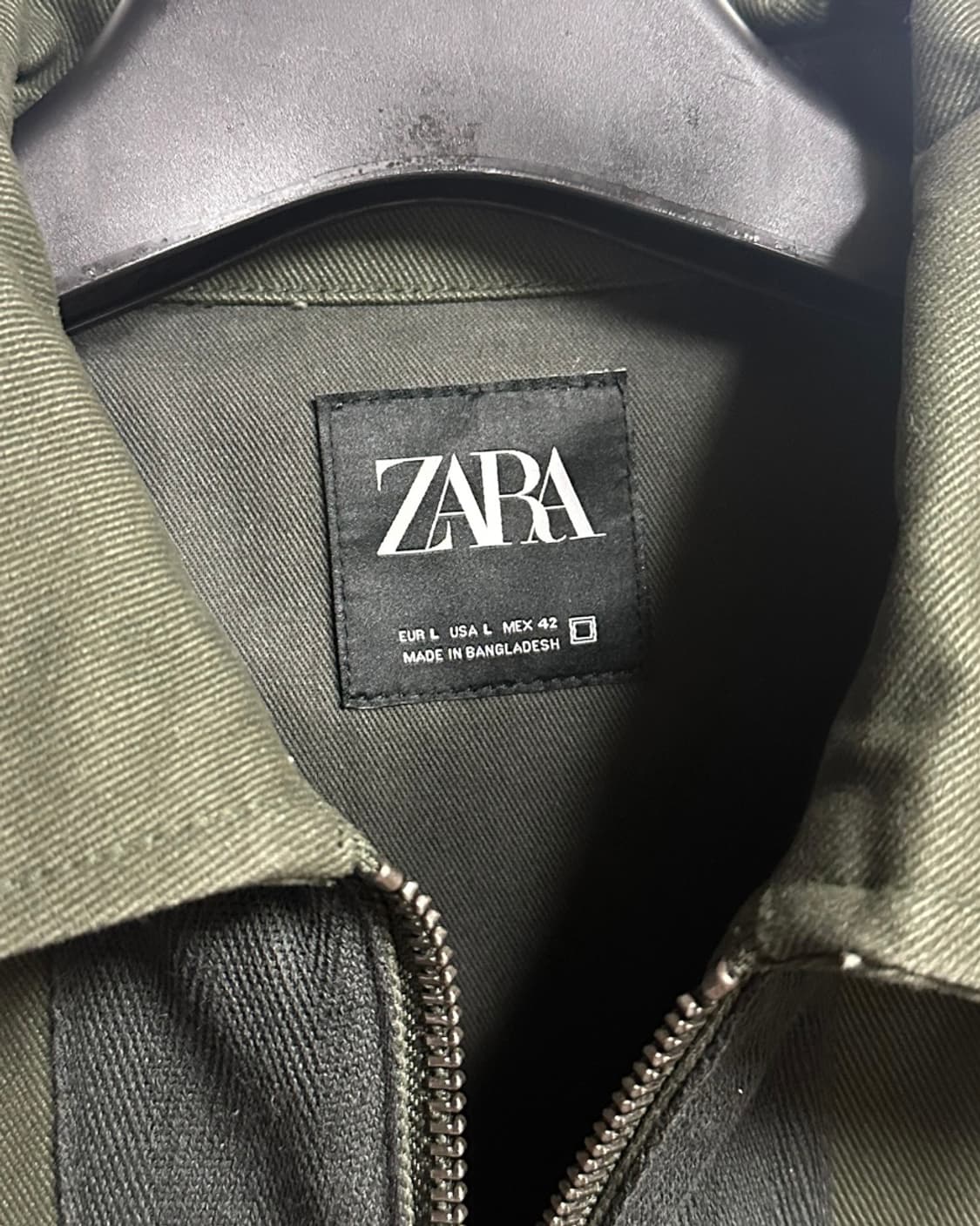 자라(ZARA) 유럽판 다크올리브 집업 헤비코튼 자켓 L 새상품 상품이미지5