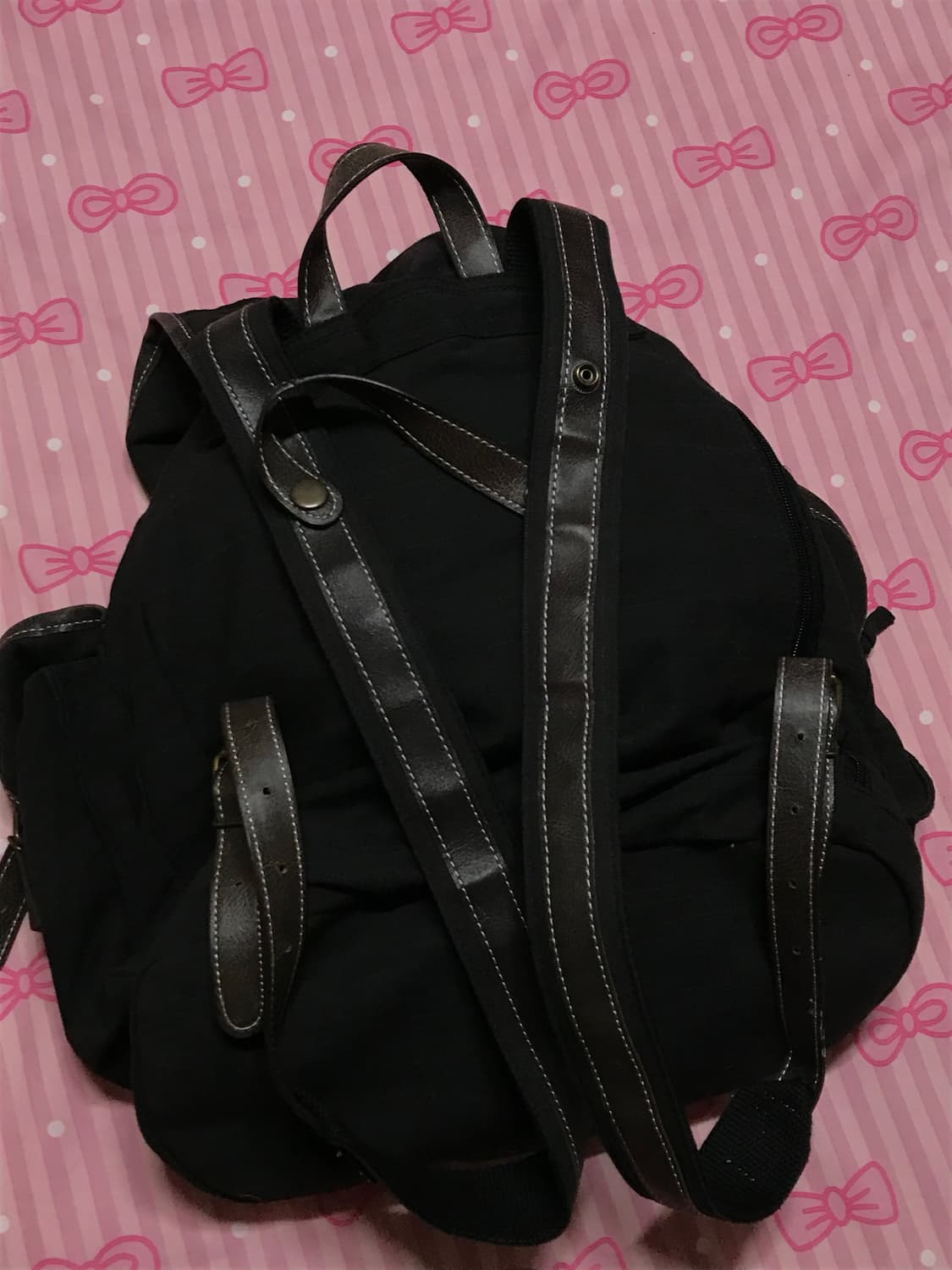 쓰리포켓 챠콜 가죽스트랩 백팩 상품이미지4