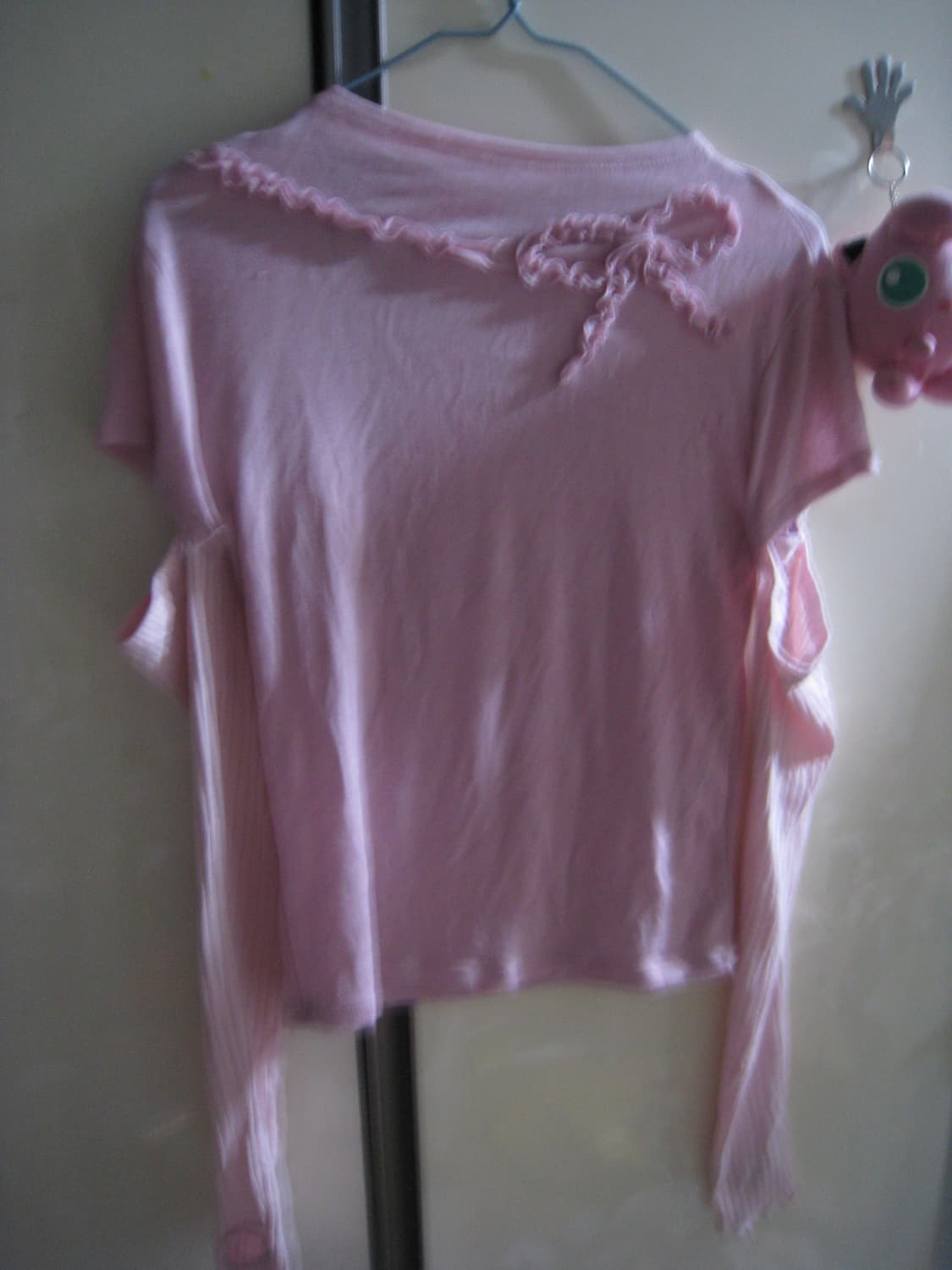 (단종 제품) 노피셜노피스 갸루 mood 프릴 리본 슬릿 소매 탑 핑크 상품이미지1