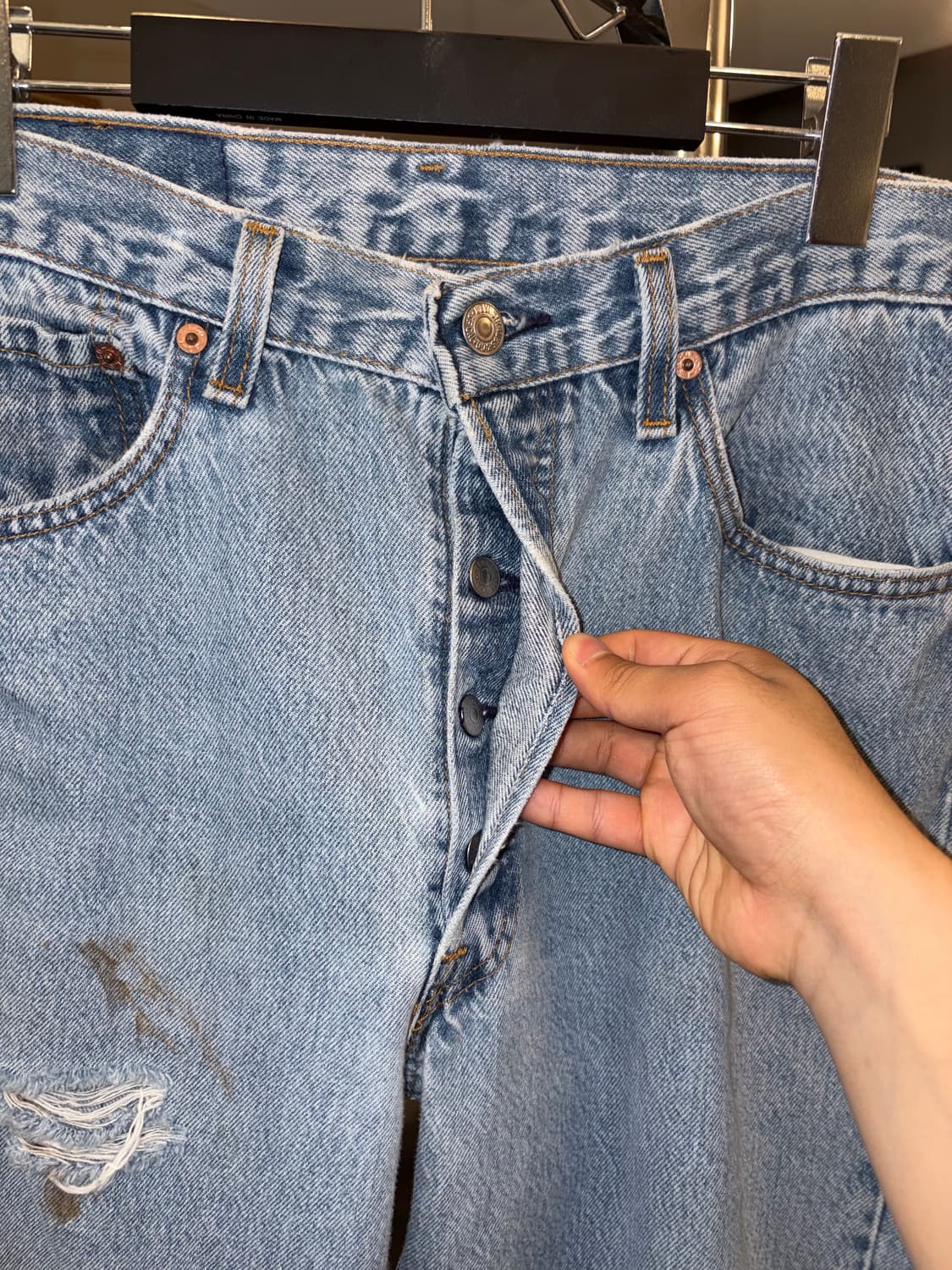 90’s Levi’s 501 USA denim destroyed 상품이미지7