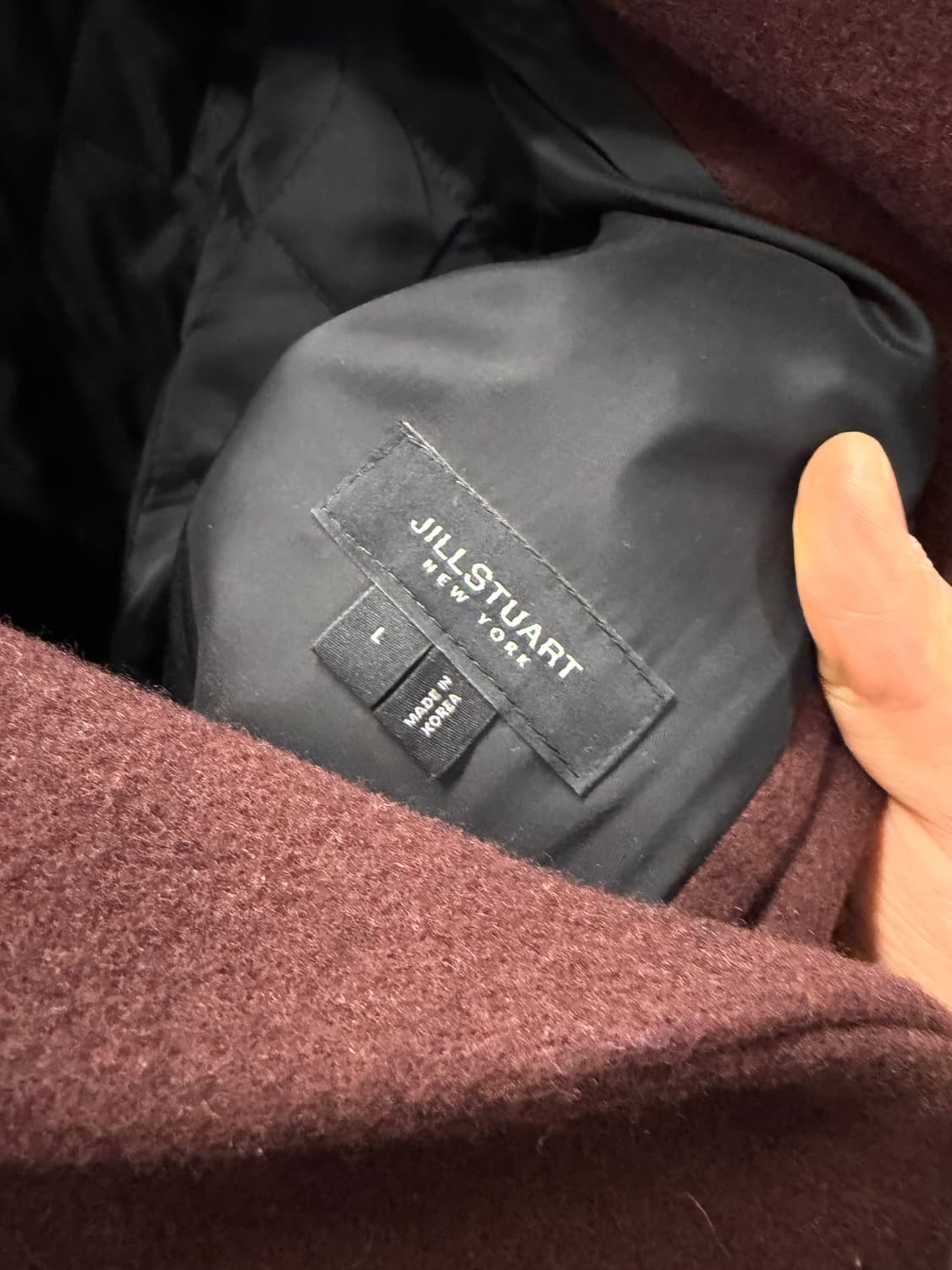 질스튜어트뉴욕 맨 버건디 누빔 울혼방 롱코트 L 상품이미지6