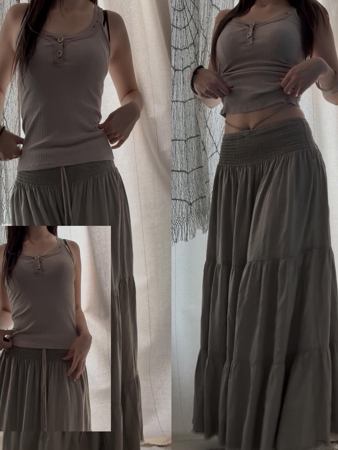 35 beige nylon knitted top 상품이미지1