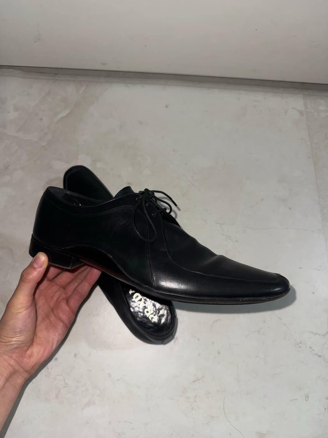 Prada Black dress leather oxford derby 상품이미지5
