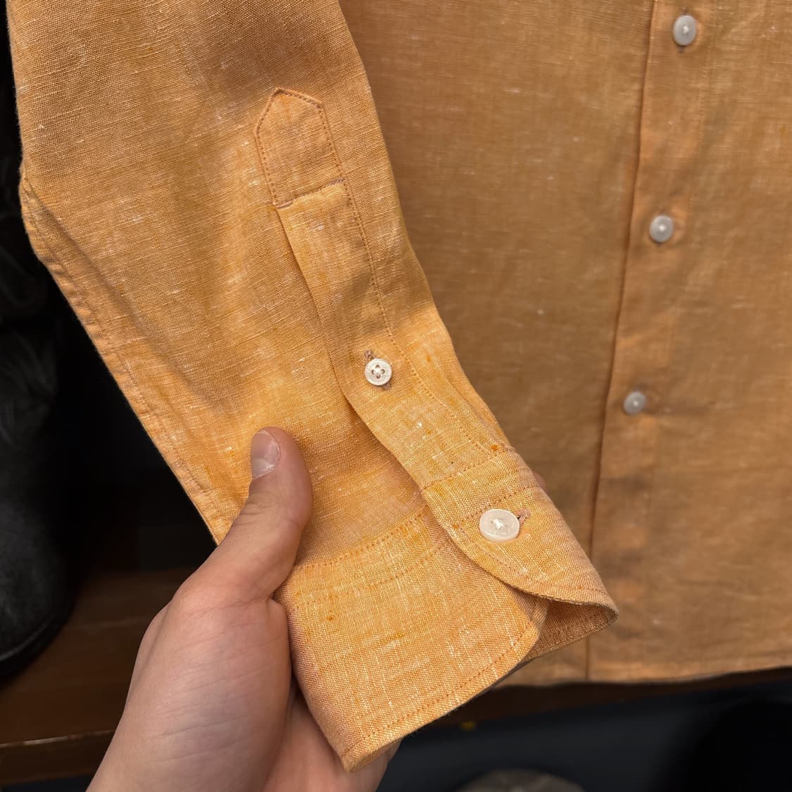 매킨토시 런던 와이드 스프레드 카라 나폴리탄 린넨 셔츠 N1086 상품이미지5