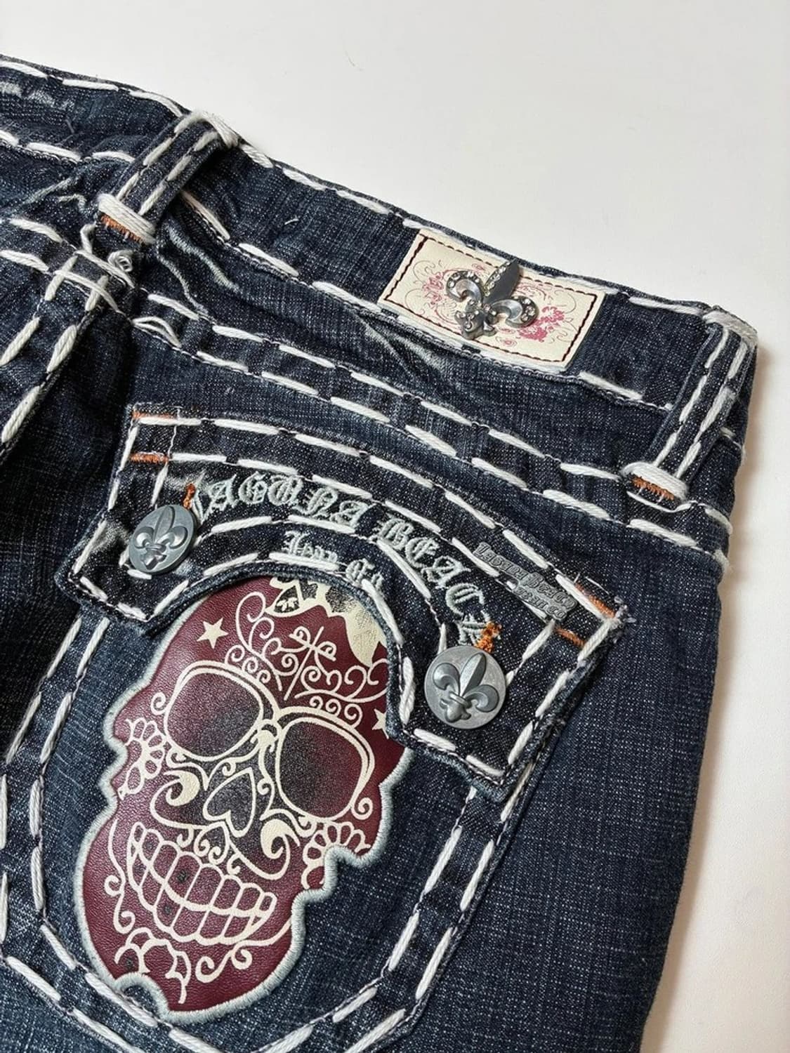 라구나비치00'sY2K 펑크데드스탁스컬 자수데님팬츠PN88308831 상품이미지2