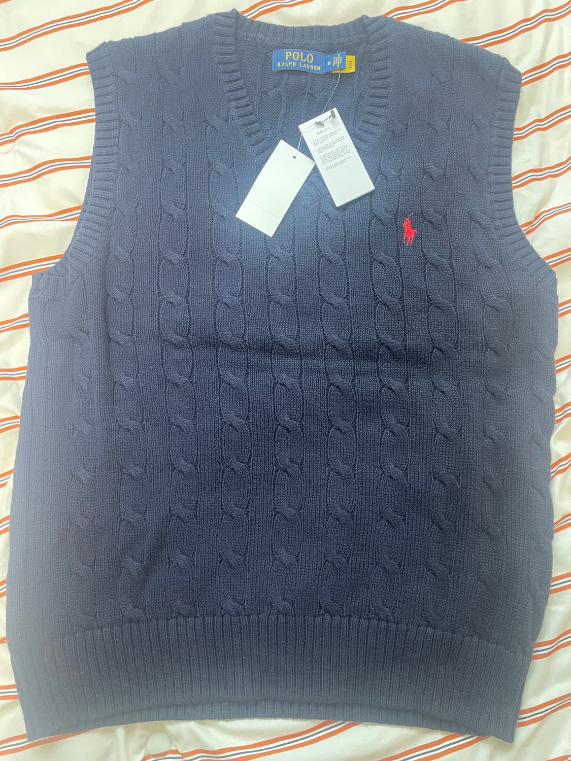 폴로 케이블 조끼 니트 네이비 m 상품이미지1