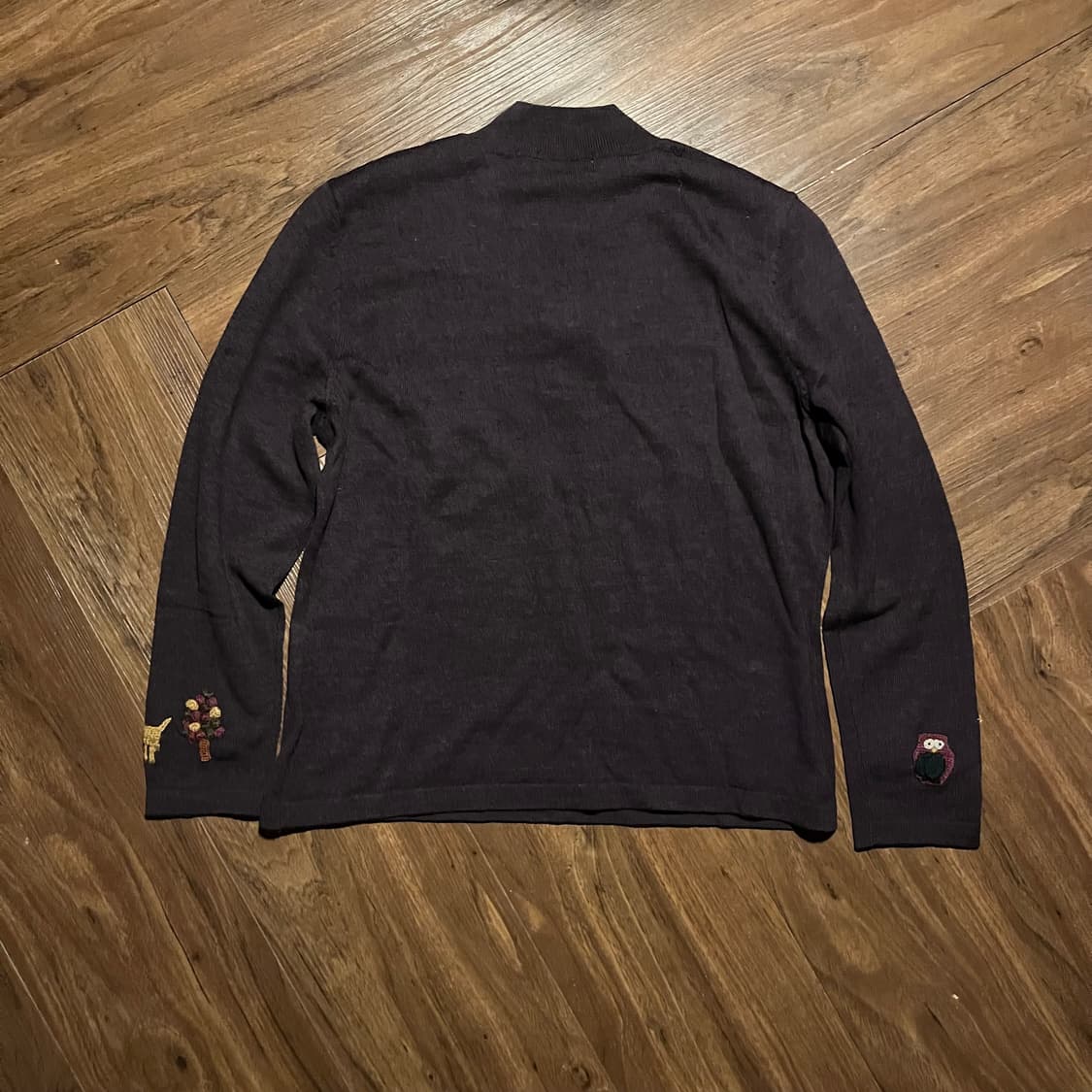 프랑스 자수 울 100% 퍼플 니트 m 상품이미지3