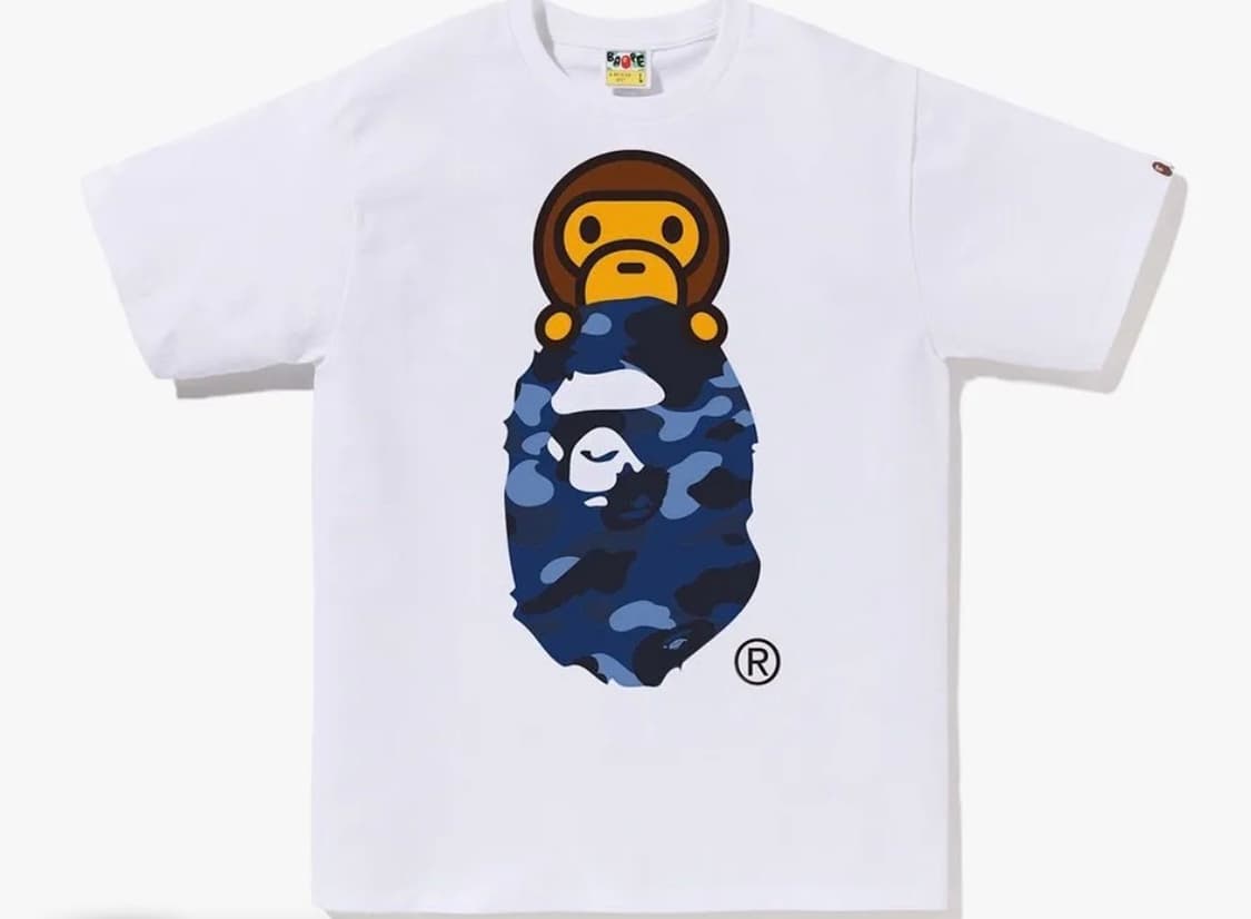 BAPE 베이프 블루 카모 반팔티셔츠 화이트 xxs 상품이미지1
