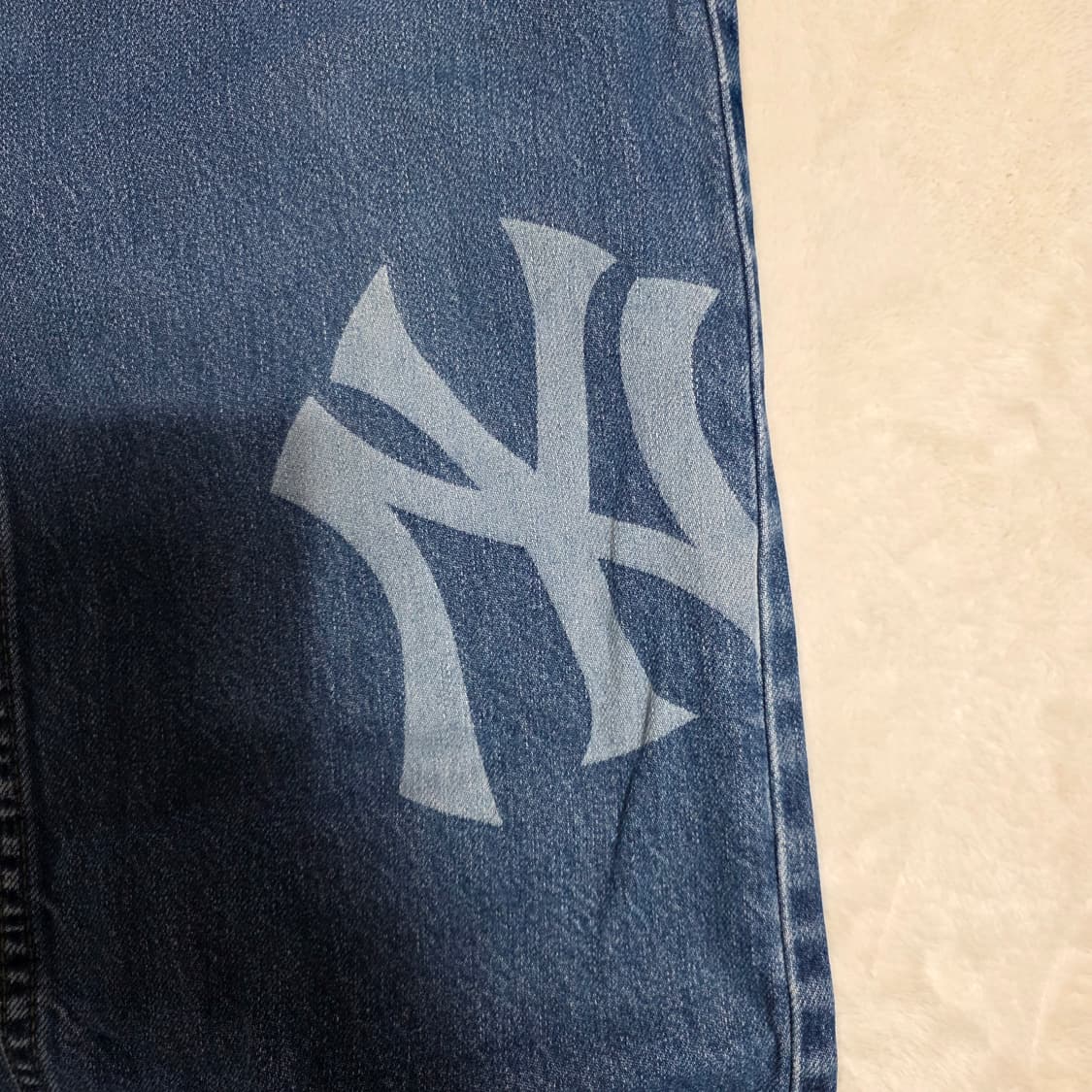 (XS)여성 MLB 여성 메가로고 와이드 데님 팬츠 상품이미지2