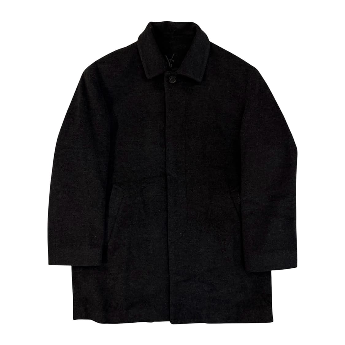 90s YSL 입생로랑 포켓로고 발마칸 울 코트 딥그레이 상품이미지1
