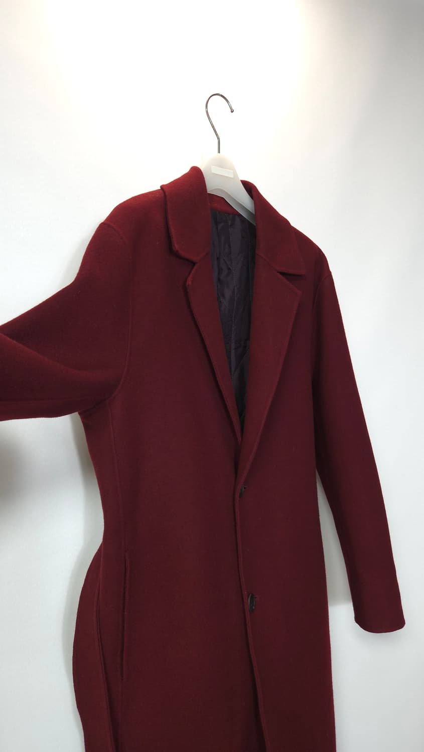 타임옴므 캐시미어 블랜디드 버건디  롱코트 100 사이즈 상품이미지3