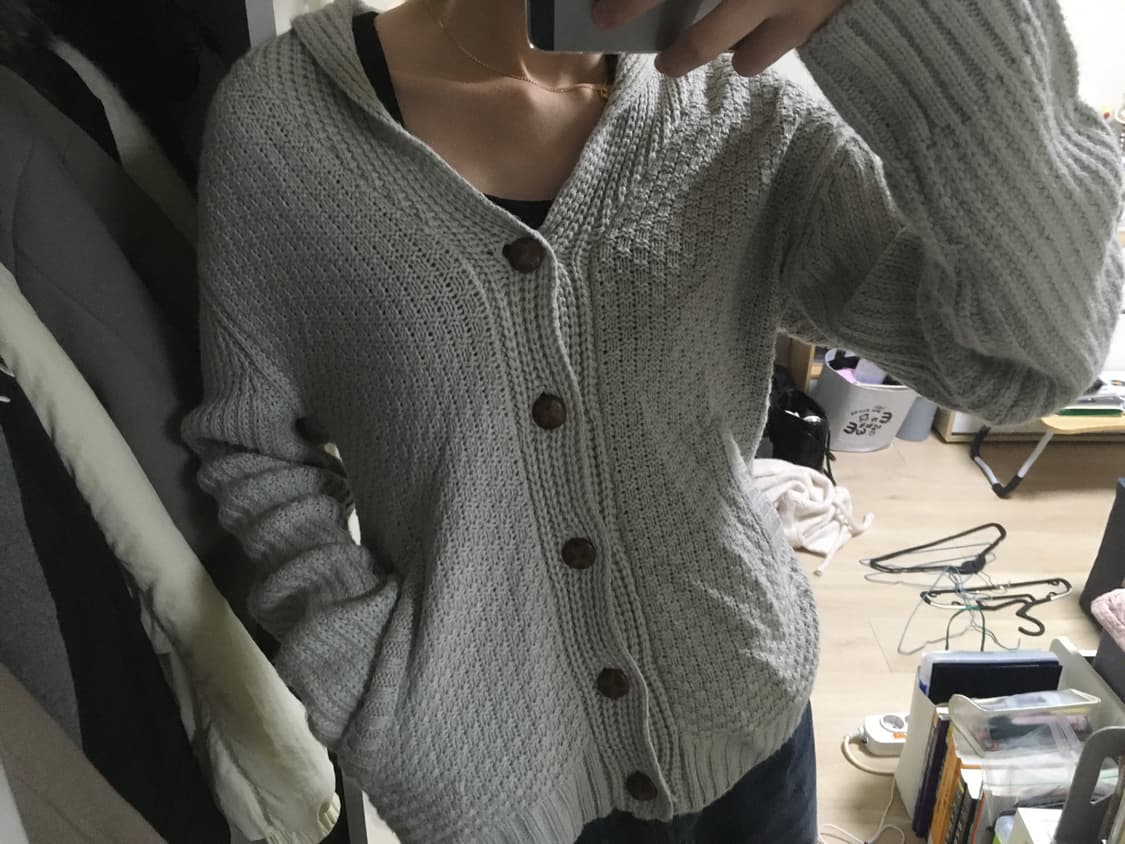 일본 빈티지🇯🇵버튼 와플 가디건 상품이미지4