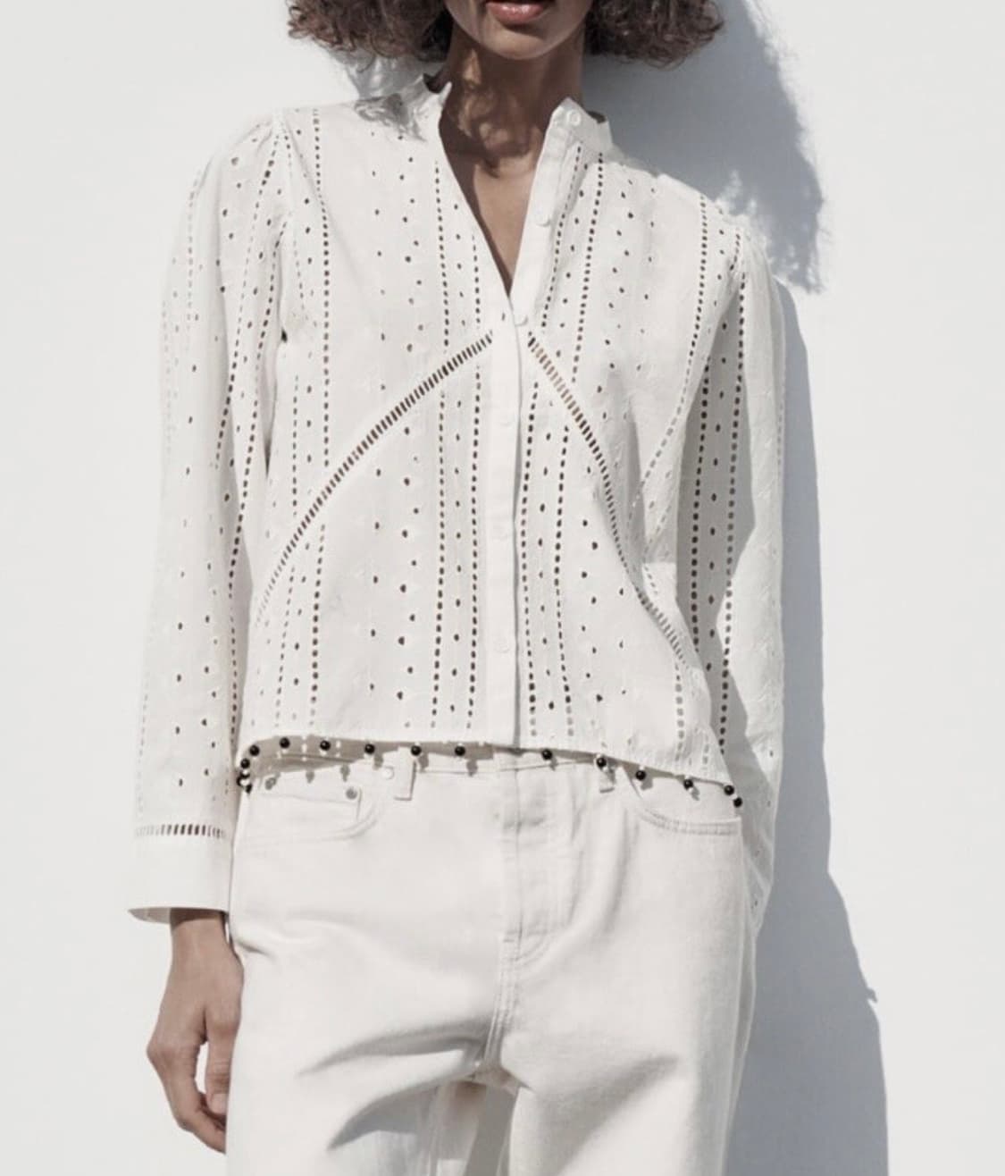 자라 펀칭 자수 블라우스 상품이미지1