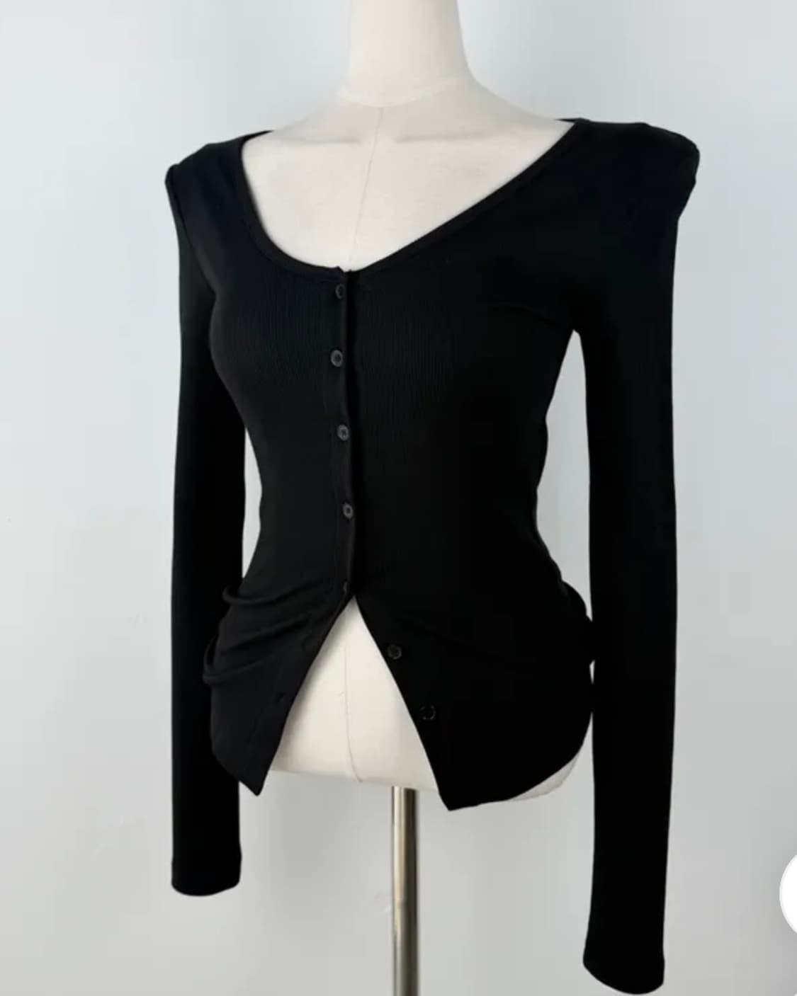 소울즈컬러 브이넥 가디건 검정 상품이미지2