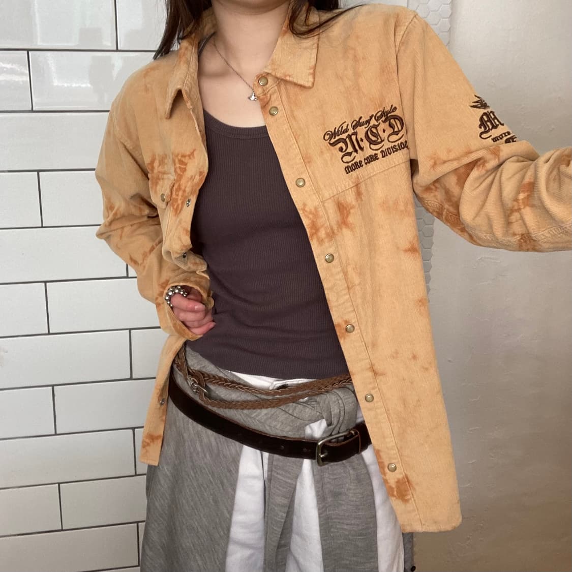 빈티지 레터링 브라운 셔츠 상품이미지4