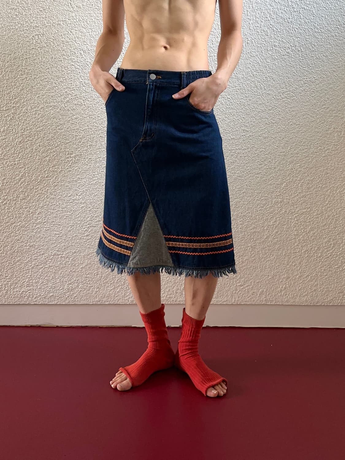 Gals From Wrangler 에스니컬 데님 미디 스커트 상품이미지3