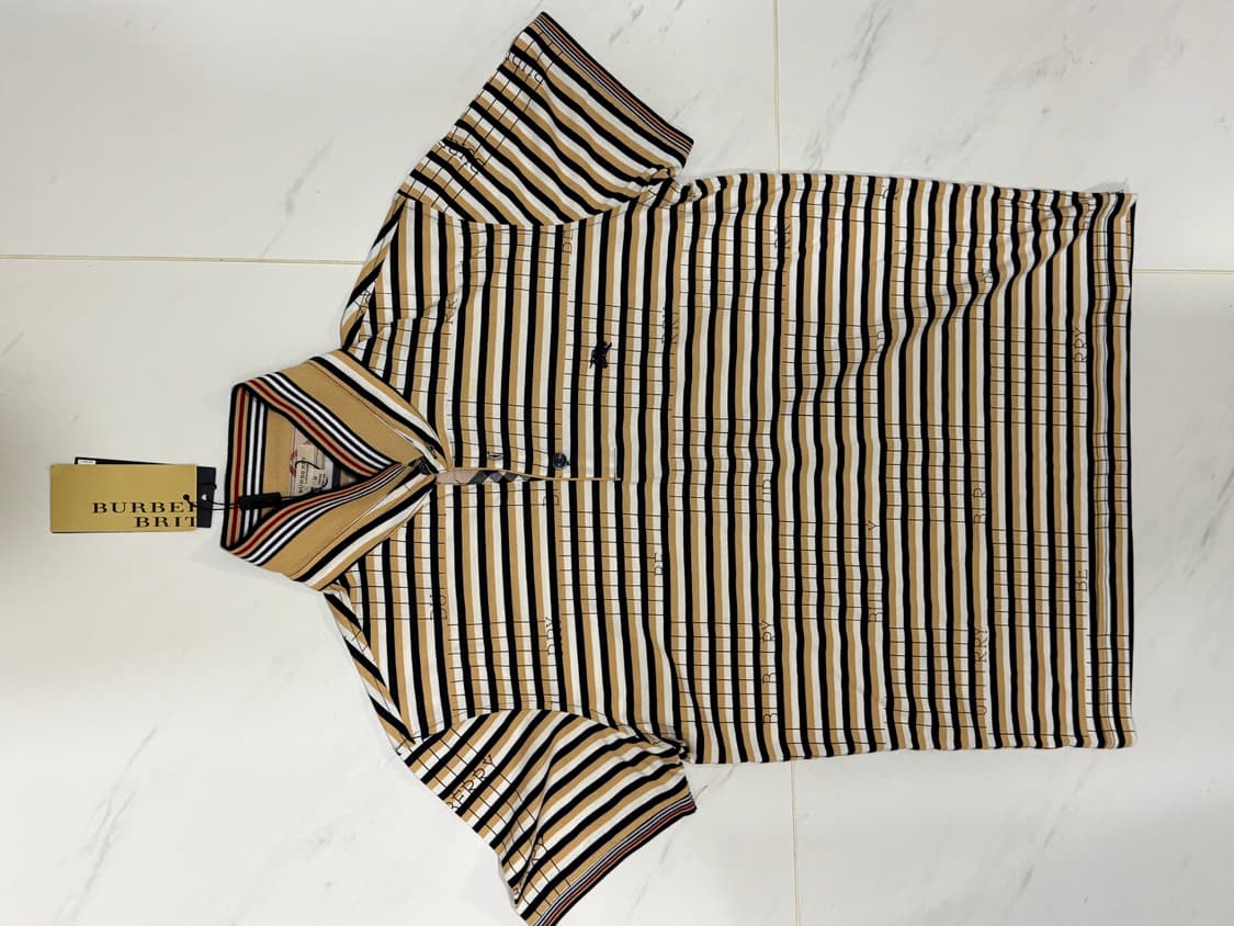 버버리 브릿 스트라이프 반팔 폴로티 M사이즈 상품이미지1
