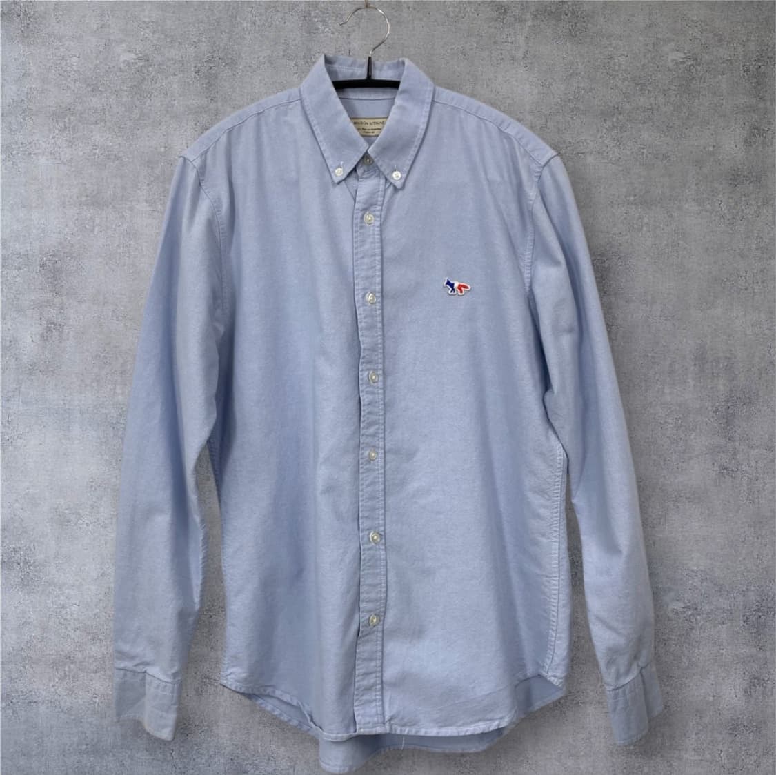 메종키츠네 스카이블루 트라이컬러 폭스패치 클래식 셔츠 L 상품이미지7