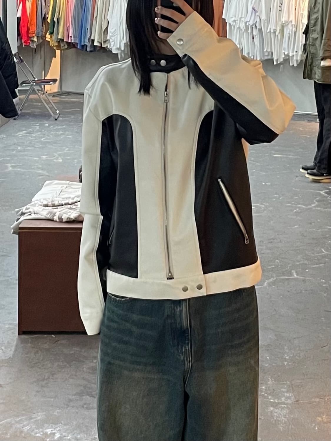 빈티지 hender 투톤 레더 자켓 H1445 상품이미지1