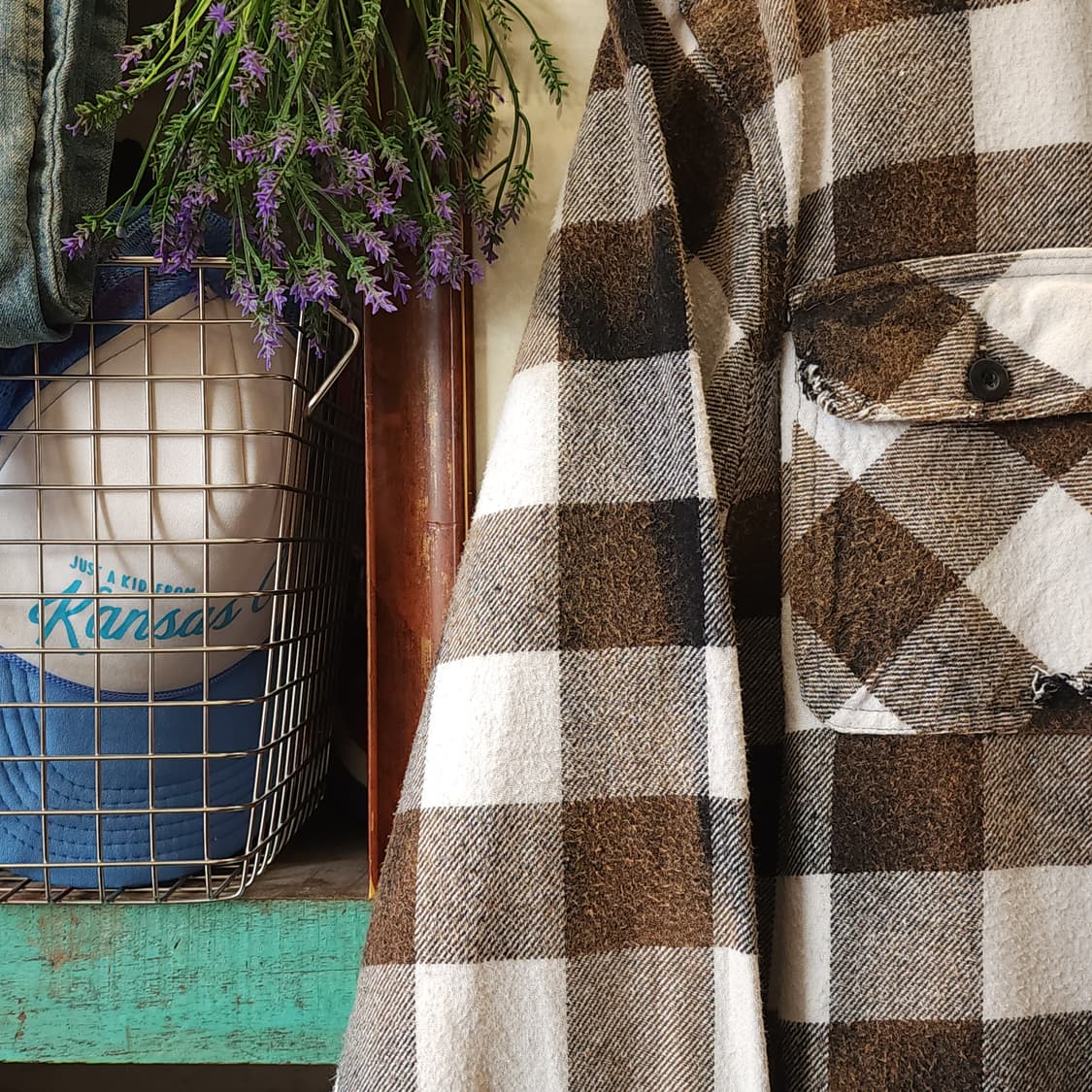 90s 아메리칸 빈티지 체크셔츠 헤비 플란넬 워크셔츠 윈도우 체크 xl 상품이미지6