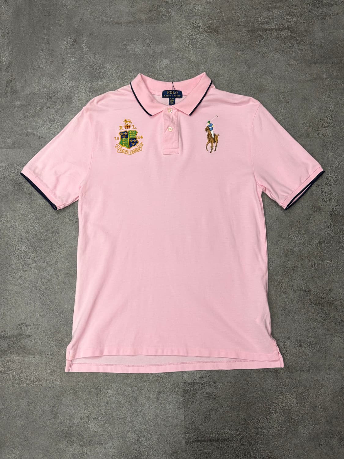폴로 랄프로렌 빅포니 크레스트 로고 핑크색 반팔 카라티 상품이미지1