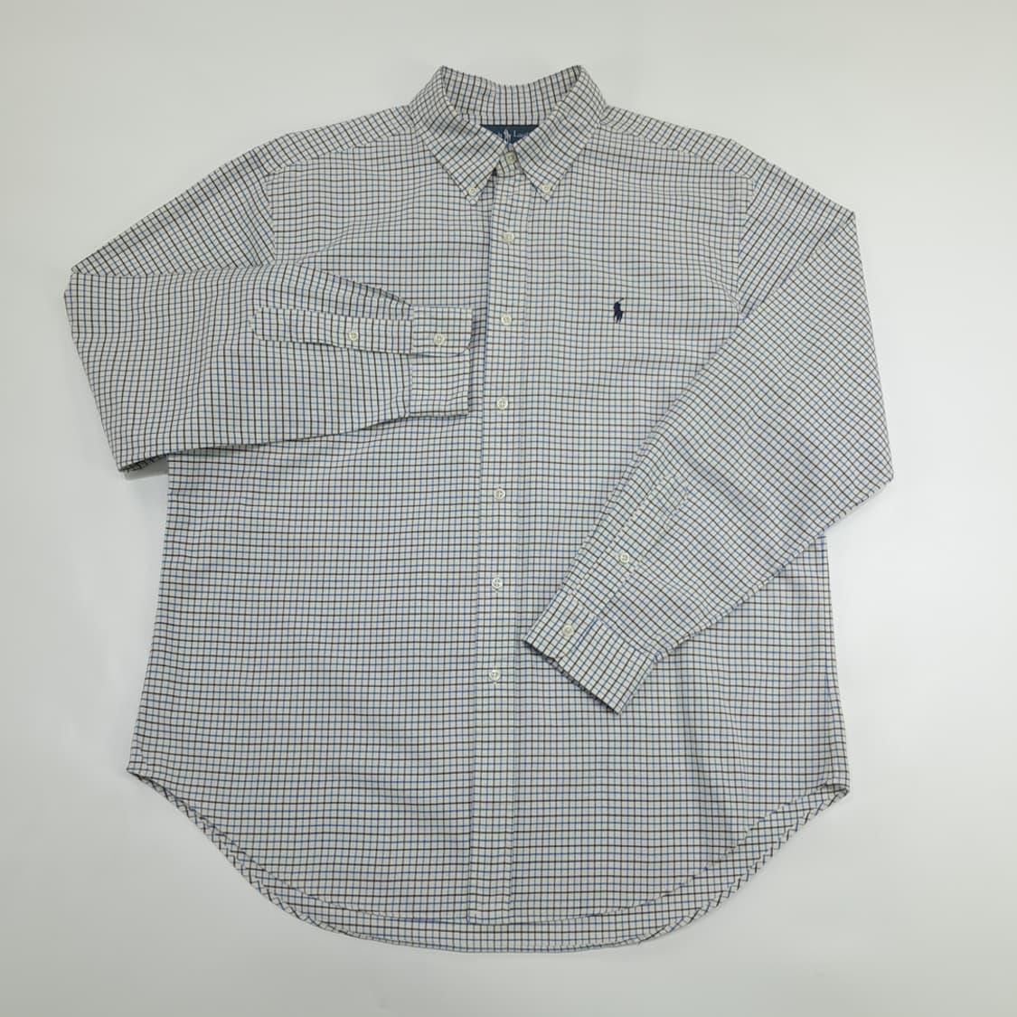 Co868 XL 폴로 랄프로렌 블루블랙 마이크로체크 긴팔 셔츠 남방 상품이미지2