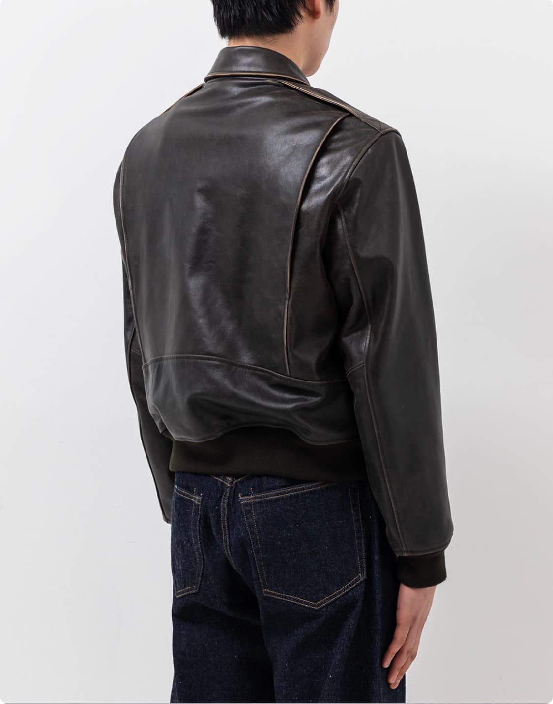 (새상품) 문선 앵귤러 레더 자켓 에이징 브라운 L 상품이미지3