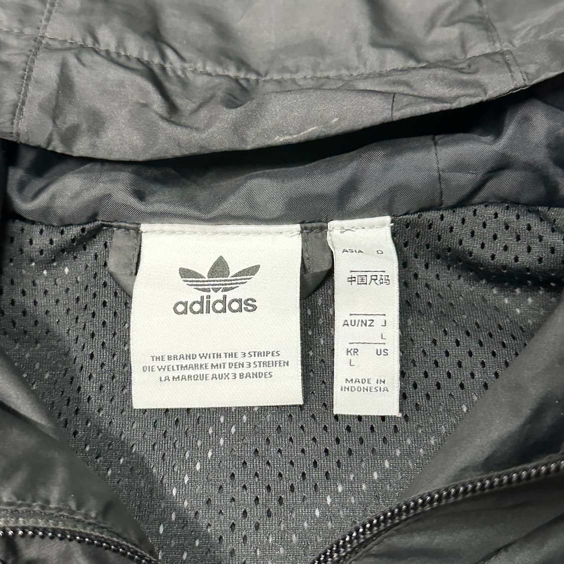 아디다스 삼선 우븐 후드 바람막이 L 상품이미지3