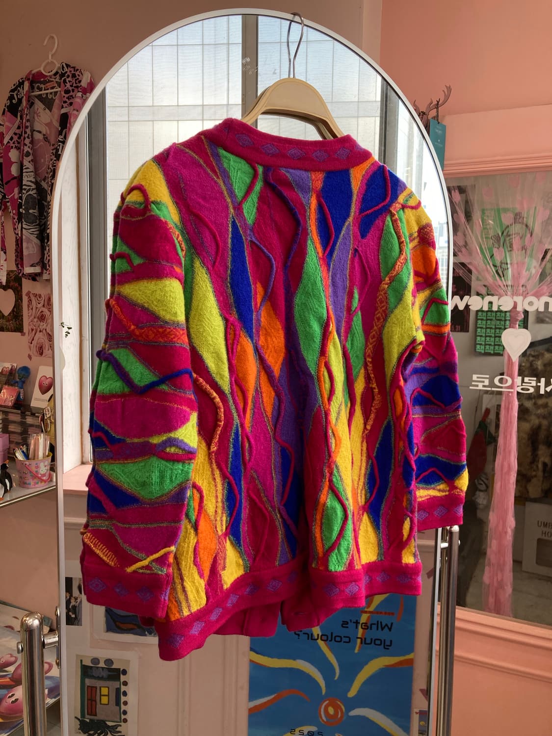 쿠지 레인보우 에스닉 패턴 가디건 상품이미지4