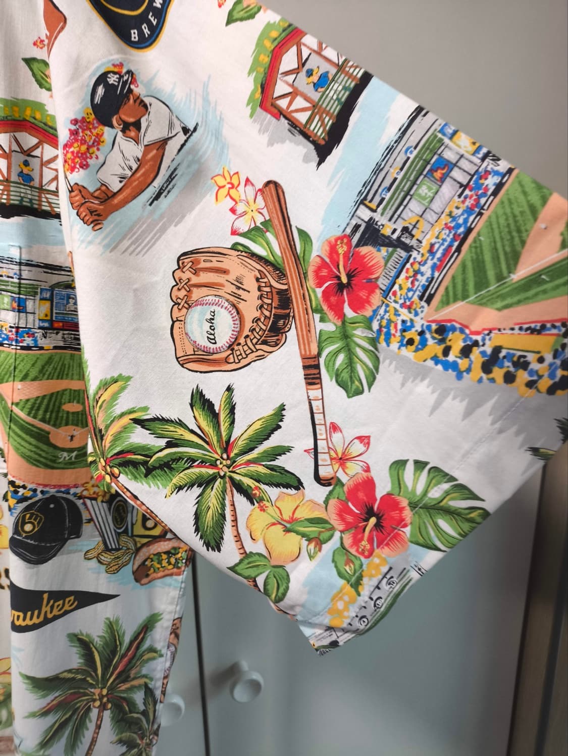 새거 M~2XL 레인스푸너 x MLB 밀워키 하와이안 셔츠 상품이미지4