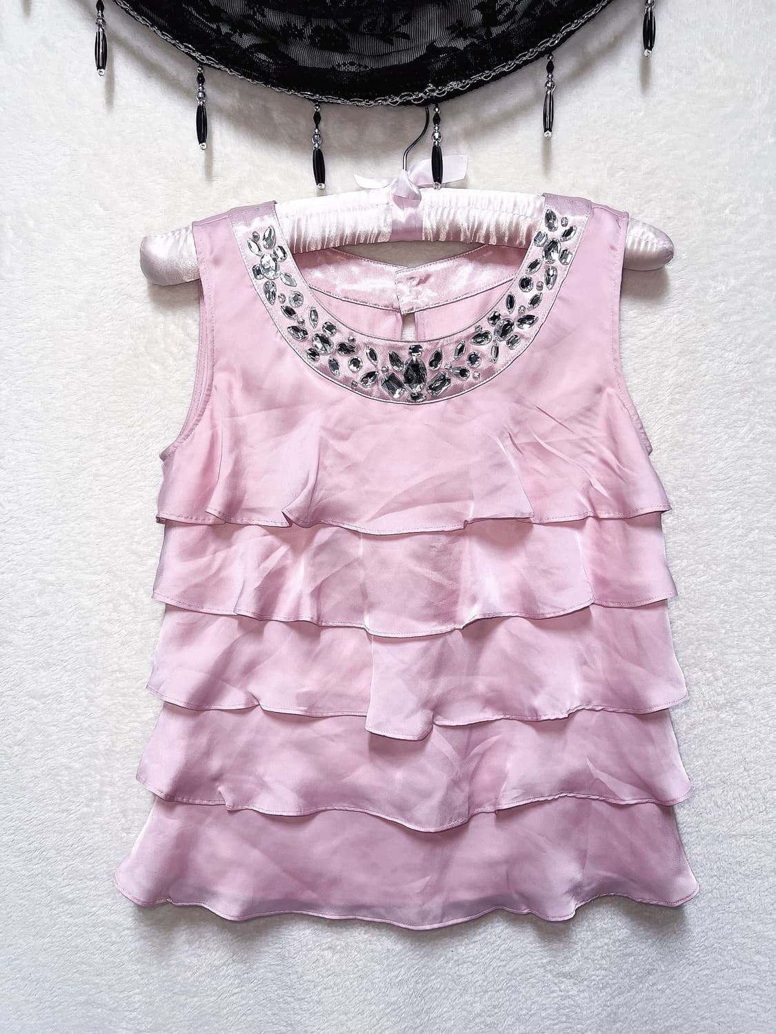 핑키앤다이안 히메갸루 로맨틱 비즈큐빅 쉬폰프릴 로걀탑 나시 헤이세이 핀터 상품이미지1