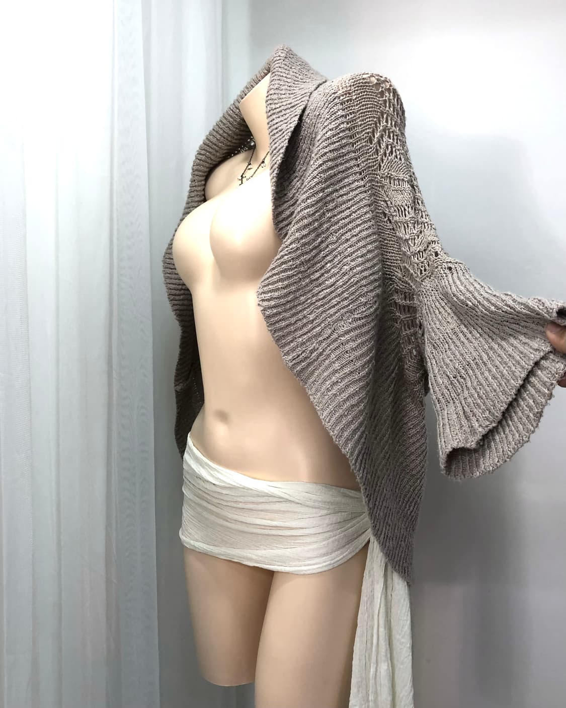 pink beige crochet knit cardigan 상품이미지5