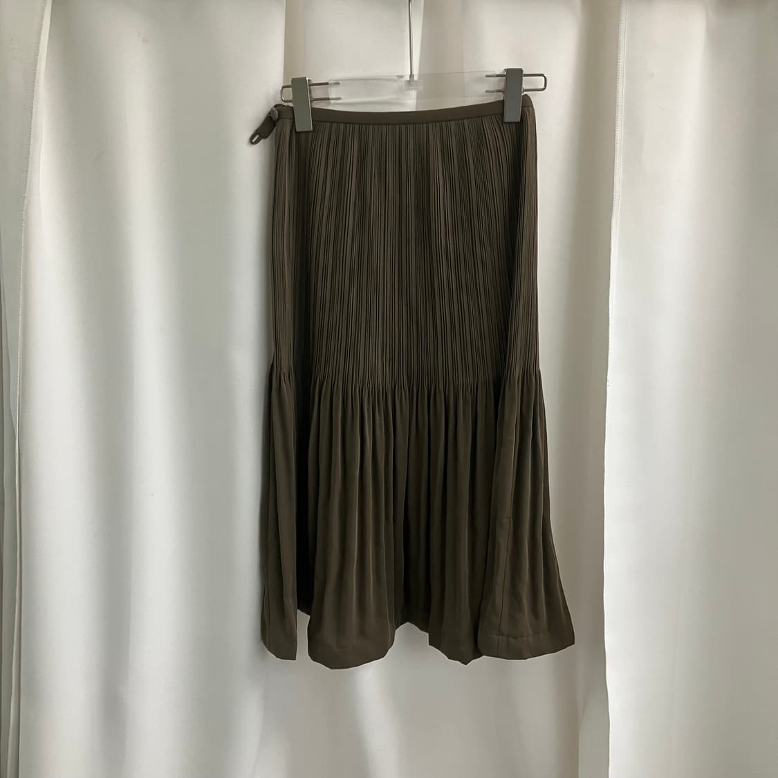이세이 미야케 카키 플리츠 플리즈 미디 스커트 S 상품이미지2