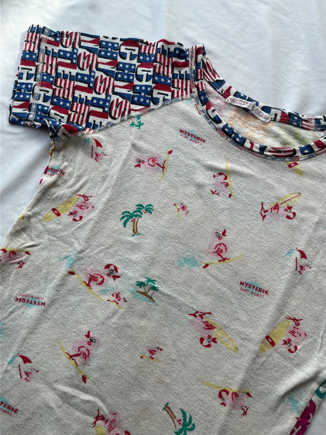 히스테릭 글래머 90s 아카이브 동물무늬 성조기 패치워크 반팔 티셔츠 상품이미지4