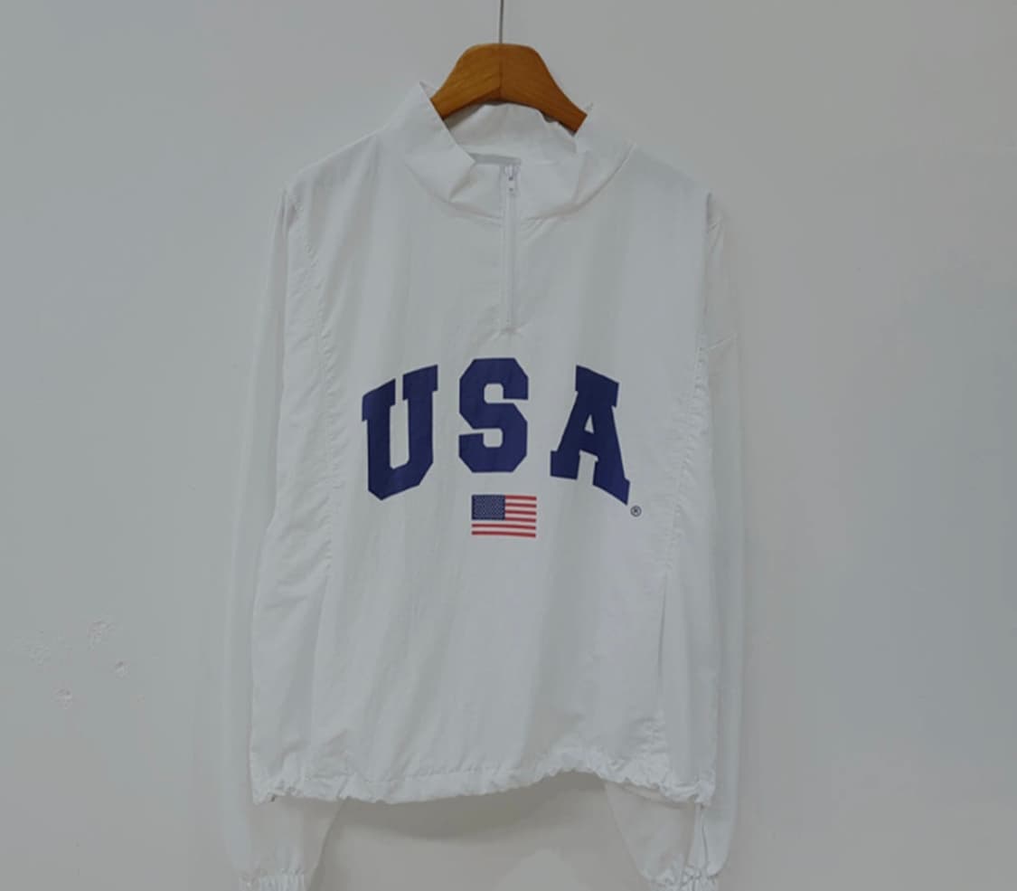 Unveiling USA 반집업 아노락 바람막이 화이트 상품이미지1